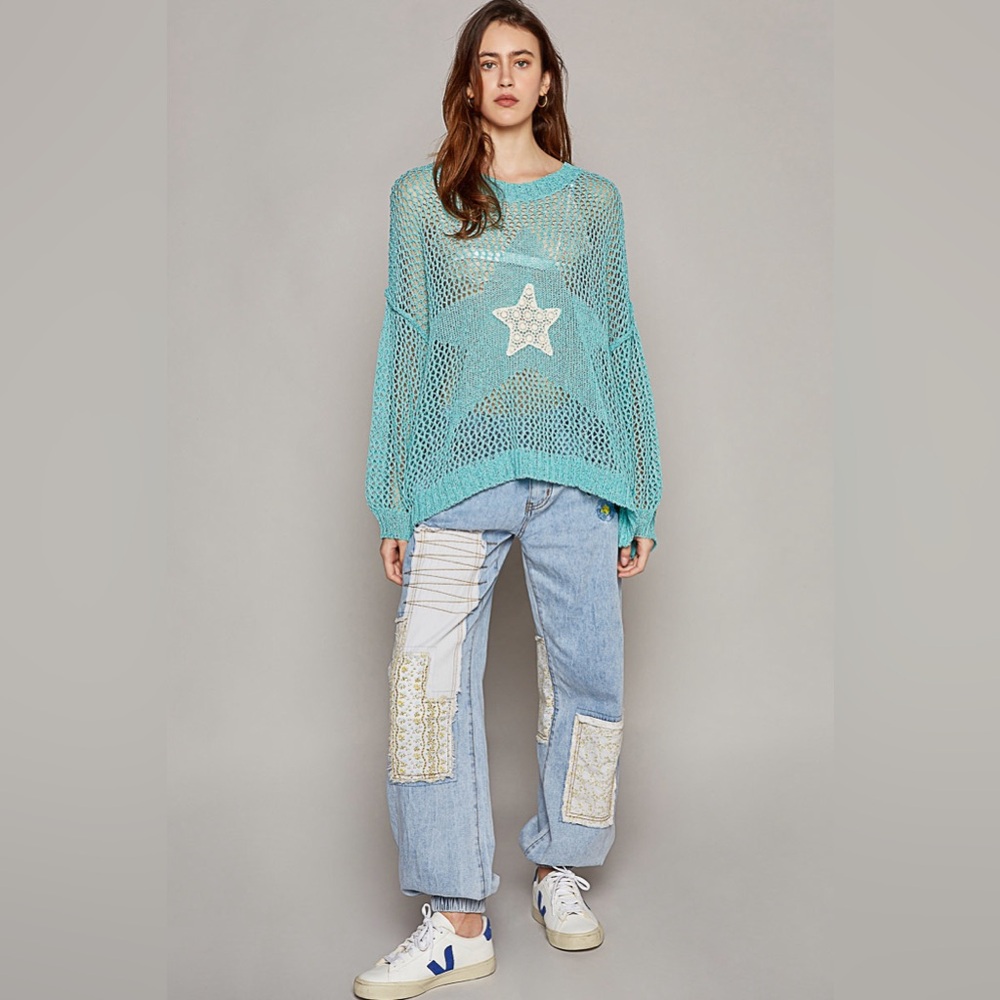 Oversized Crochet Star Sweater - POL - Picture 3 of 5